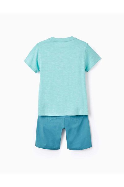 Ziddy T-shirt + Shorts for Boys 'Cuba', Blue/Aqua Green