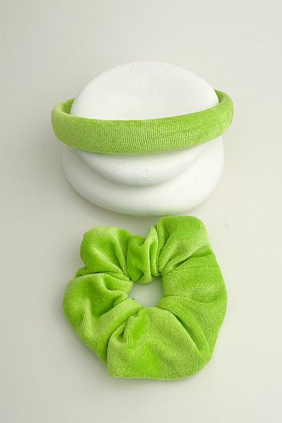 Modex Towel Fabric Plain Spa Makeup Women Crown 1Pcs Rubber Buckle Set