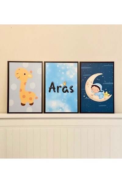 Gift Moda Kişiye Özel Çocuk Odası Duvar Panosu 3'lü Set
