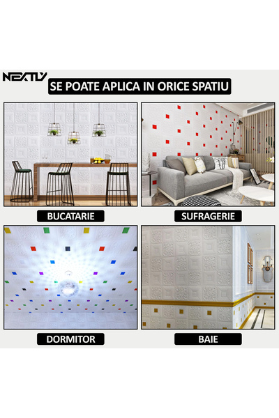 NEXTLY Set of 30 Self-Adhesive 3D Wallpaper, Modern Design, Floral, For Wall Or Ceiling, Waterproof