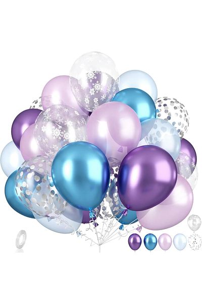Choice Other 30pcs 30pcs Frozen Princess Balloon Set, Purple Blue Snow Latex Balloon Confetti Balloon, Birt