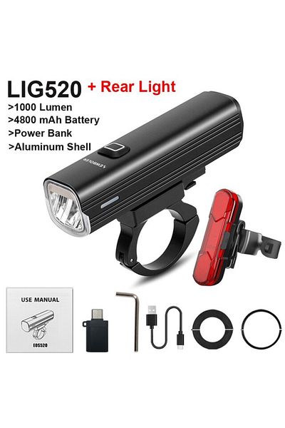 Choice 520 Set 2 Newboler 1000 Lumen Flashlight For Bicycle Usb Bike Front Rear Light Set Rainproof Mtb Hea