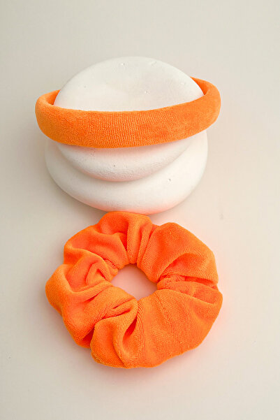 Modex Towel Fabric Plain Spa Makeup Women Crown 1Pcs Rubber Buckle Set