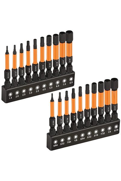 Choice 20PCS 20PCS Hex Head Allen Wrench Bit Set Magnetic Screwdriver Drill Bit Metric Imperial SAE Quick R