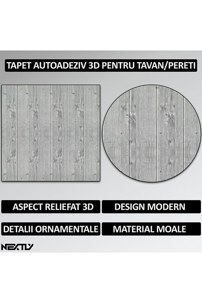 NEXTLY Set 40 x tapet autoadeziv 3D NEXTLY, pentru perete sau tavan,19.6 mp, 70x70 cm,cod 24