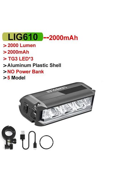 Choice 2000mah Newboler Bicycle Light Front 8000mah Bike Light Waterproof Flashlight 6000lumen Usb Charging