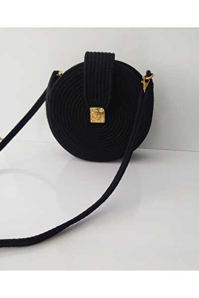 EL YAPIMI Tress Macaron Bag Summer Stylish Handcrafted Mother's Day Gift (Black)
