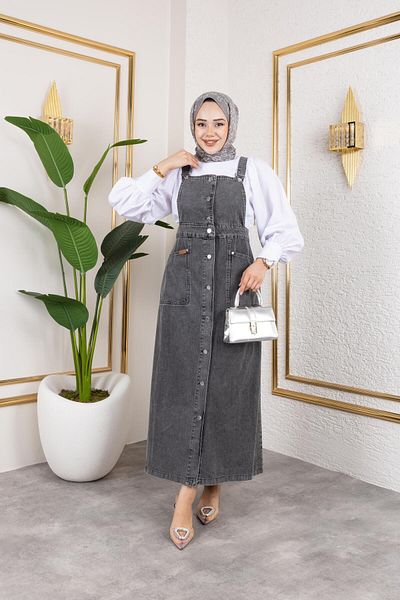 HARMAN BUTİK المرأة الحمالة الدنيم سالوبيت