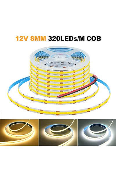 KUALOOL 2m DC12V WHITE DC 12V 24V FOB COB Strip 320Leds/M High Density RA90 White 3000K 4000K 6000K IP21 Fle