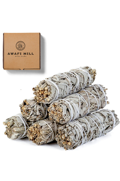 AWAFI MILL عصا التلطيخ بالمريمية البيضاء - عبوة من 3 أعواد