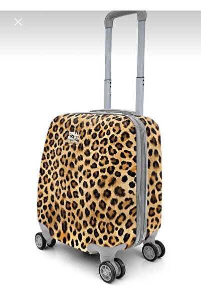 LUX LAZER ÇANTA Leopar Desenli Mini Kabin Boy Valiz