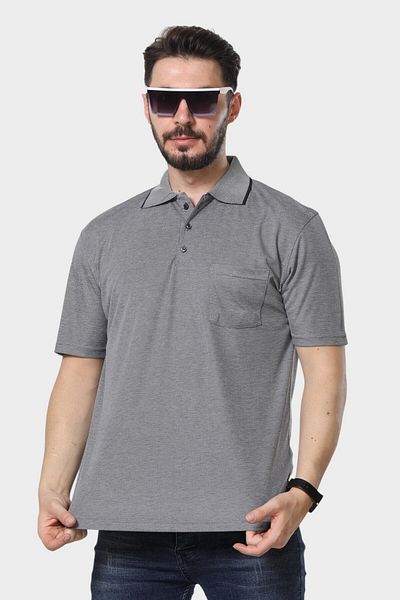 HEDEFNUR TEKSTİL Ανδρικό μπλουζάκι Dad με γιακά και τσέπη Oxford Plain Model Classic Cut