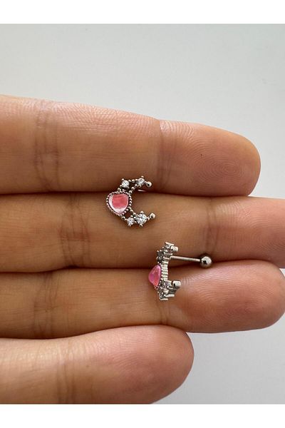 Arescollection 1 Pc Zircon Stone Helix Tragus Lobe Matched Piercing Earrings