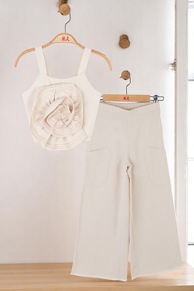 Ugly Duck 08-14 Age Cream Pants Crop Suit - Cream