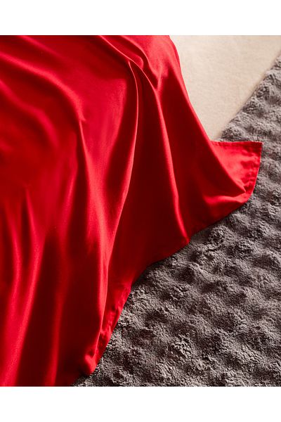 Madame Coco Ciel Single 100% Cotton Satin Elastic Sheet - Red