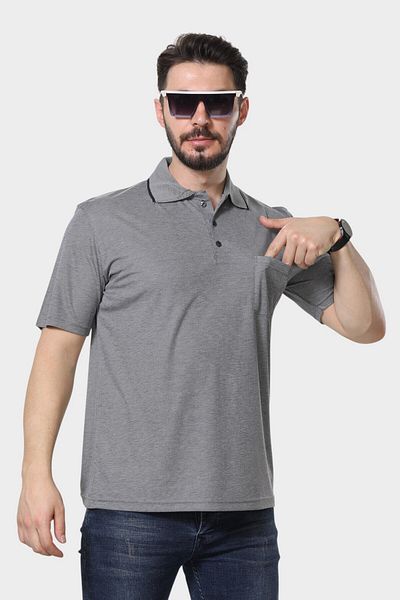 HEDEFNUR TEKSTİL Ανδρικό μπλουζάκι Dad με γιακά και τσέπη Oxford Plain Model Classic Cut