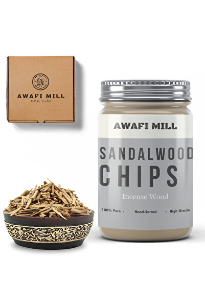 AWAFI MILL رقائق خشب الصندل الهندي | عود بخور - زجاجة ١٠٠ غرام / ٣.٥ أونصة