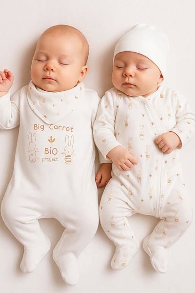 Babydonat Big Carrot Patterned 4-Piece Jumpsuit Set for Baby Girl
