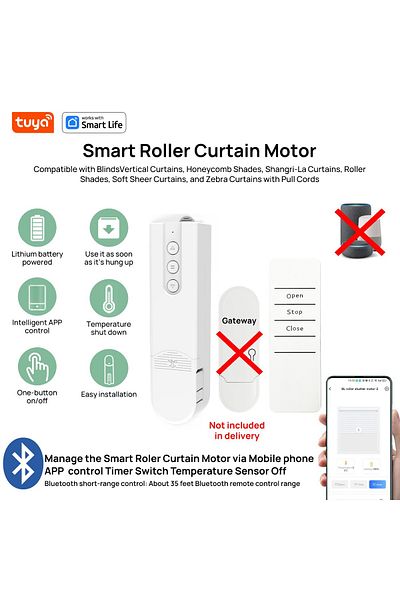 Choice Tuya Smart Remote Control Automatic Blinds,Pull Cord Sunshade Electric Curtain,APP Bluetooth Cont...