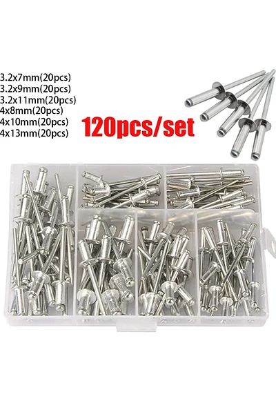 YISEONG 120pcs Aluminum Alloy Riveter Fasteners Sets Pop Rivets Assortment Kit Furniture Assortment Dome ...