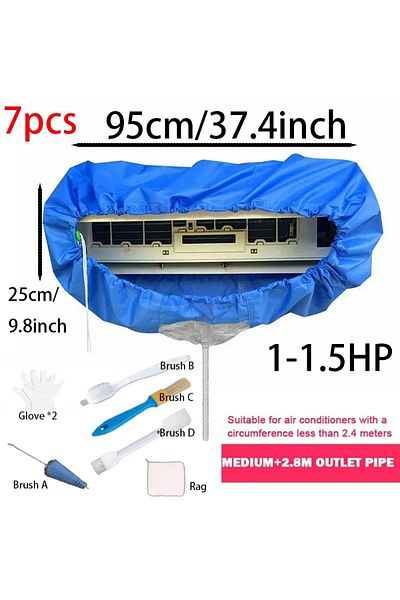 Choice 95cm 7pcs Large Air Conditioner Cleaning Cover Double Layer Thickening Wash Mounted Protective Dust