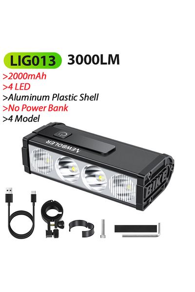 NEWBOLER LIG013-2000 10000mAh Bicycle Light 17 LED Front Double Bracket Power Bank MTB Mountain Bicycle Lamp