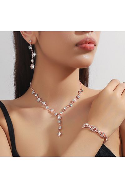 Choice 808095-rosegold Women's Fashion Copper Claw Chain Sunflower Necklace Earrings Bracelet Jewelry Set W