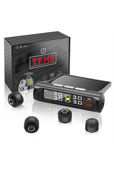 Choice Black With External Sensor Solar Tpms Tire Pressure Monitoring System Lcd Car Tyre Pressure Alarm Te