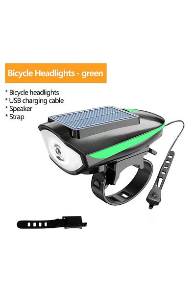 Choice Green Solar Bicycle Light With Horn Led Bike Front Lamp Headlight For Bicycle Mtb Mountain Road Bike