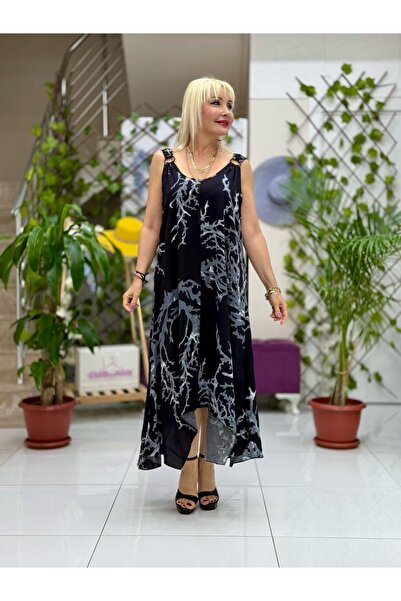 Punta Otantik HL14010 فستان هلال فيسكوز بحزام على الكتف