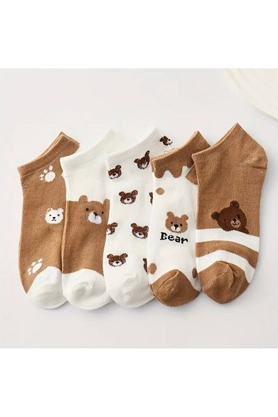 Bestrend Set of 5 Cute Patterned Women's Booties Socks