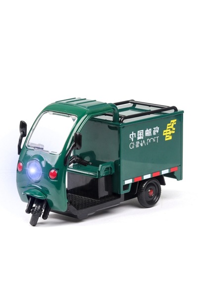 Choice دراجة ثلاثية العجلات خضراء بمقياس 1/32 لتوصيل سريع، سيارة لعبة قابلة ل...