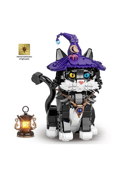 Choice NO Original Box Creative 1128PCS MOC Magic Cat Building Block School Of Wizardry Pet Cartoon Animal