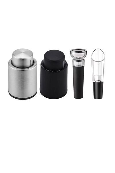 Choice 4 pcs type O Wine Bottle Stoppers Vacuum Wine Stopper Stainless Steel Wine Savers Vacuum Pump Corks