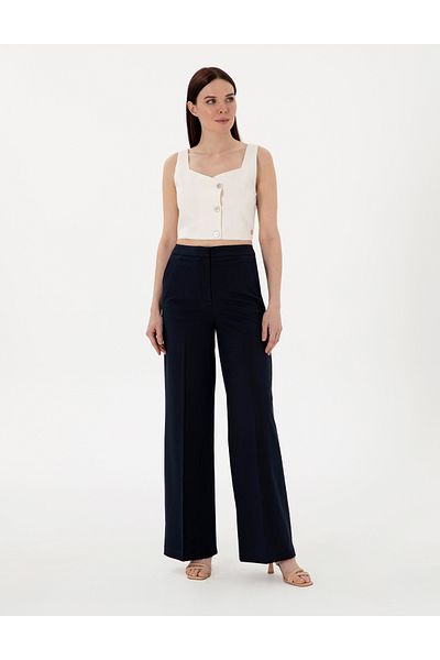 Pierre Cardin Navy Blue Palazzo Fabric Trousers 50302508 -Vr033