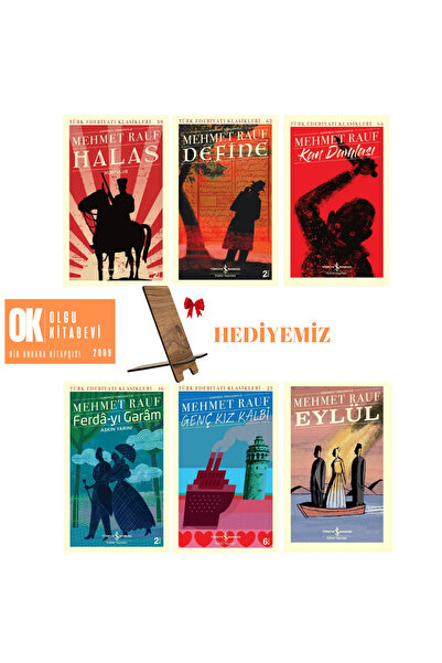 TÜRKİYE İŞ BANKASI KÜLTÜR YAYINLARI Define - halas - eylül - Ferdâ-yı Garâm - Genç Kız Kalbi - Kan Damlası / Mehmet Rauf - HEDİYEMİZ