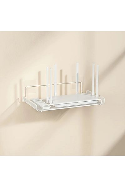 Choice 1pc White Stainless Steel Wall-mounted Router Shelf No-drill Space-saving Organizer For Tv Top Boxes
