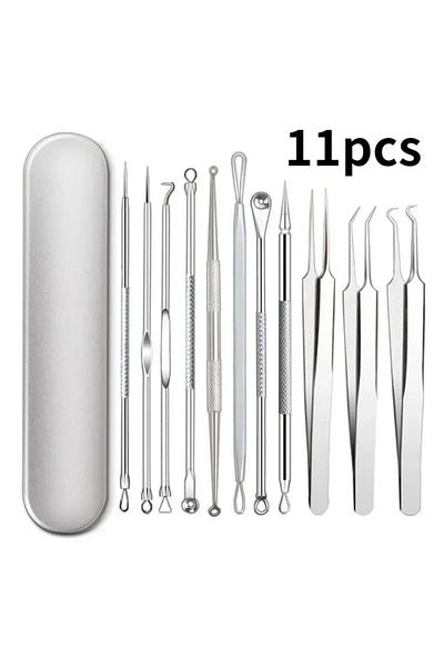 Choice 11pcs Set 11pcs Acne Needle Blackhead Clip Remover Extraction Pore Black Head Clean Face Skin Care C