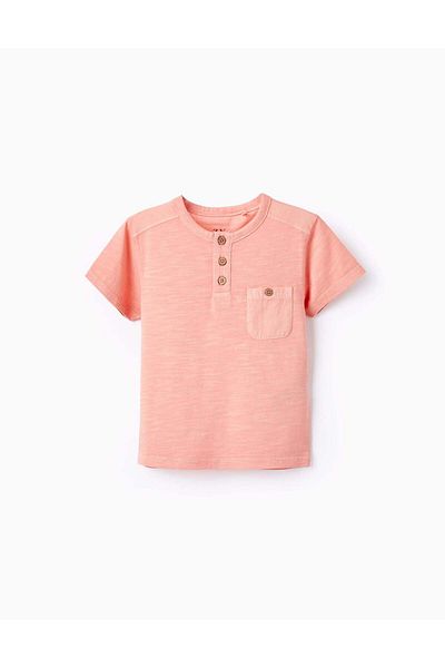 Ziddy Cotton T-shirt with Pocket for Baby Boys, Coral