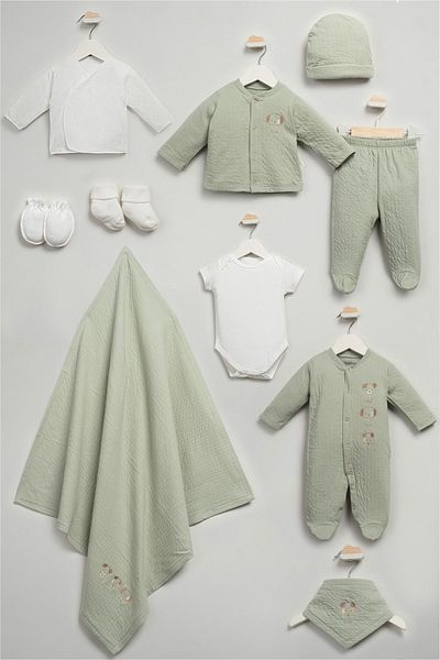 Bebitof Cute Puppies Patterned 10 Piece Boxed Newborn Hospital Outfit Set