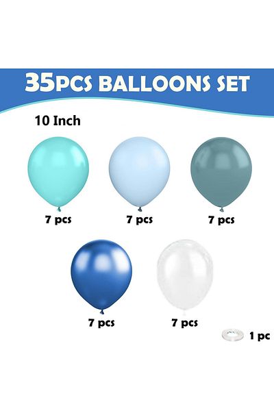 Choice Other As Picture 35pcs/set Blue Under The Sea Party Balloons Turquoise Teal Blue Clear Metallic Ball