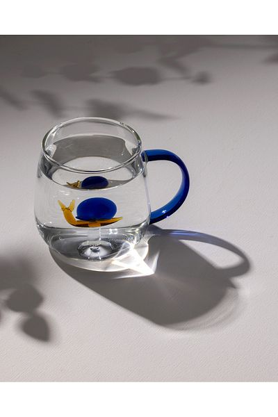 Madame Coco Lucia Borosilicate Glass Mug - Yellow/Blue - 400 ml