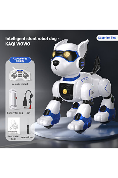 Choice كلب أزرق روبوت RC مضحك، كلب إلكتروني، كلب بهلوان، أوامر صوتية، موسيقى ...