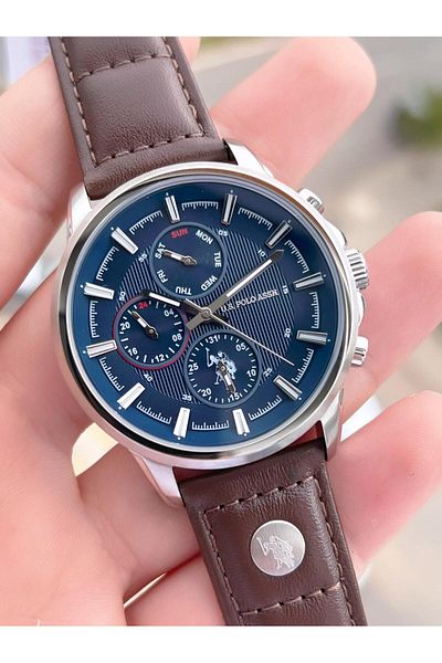U.S. Polo Assn. U.S.Polo Assn Leather Cord Inner Functions Active 5 Atm Water Resist Men's Wristwatch Uspa.Fs1016.02