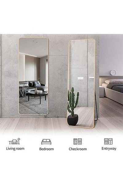 COOYA Full Length Mirror 160X50Cm,With Aluminum Alloy Frame Free-Standing Leaning For Living Room,Bedroom
