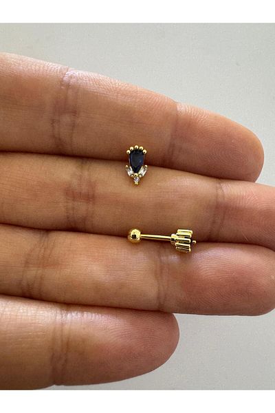 Arescollection 1 Pc Zircon Stone Helix Tragus Lobe Matched Piercing Earrings
