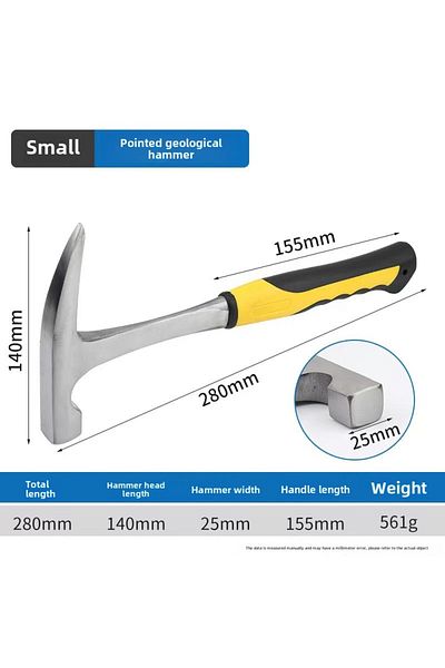 Choice 500-799g 1pc Geological Hammer High Carbon Steel Rock Pick Hammer With Arc For Survey Mine Explorati