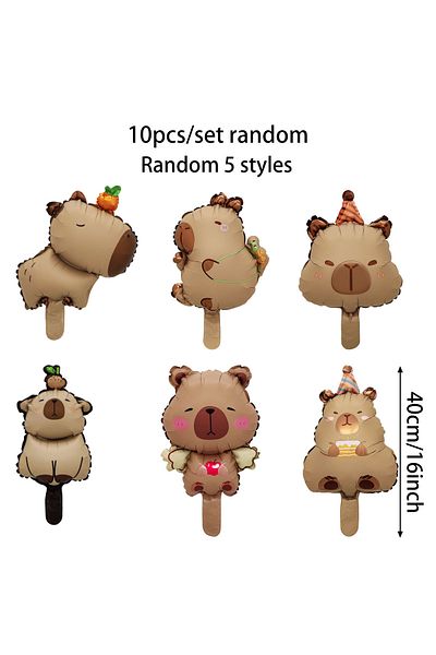 Choice 16inch 10pcs 10pcs Mini Random Capybara Aluminum Film Balloons Birthday Party Party Decoration Ballo