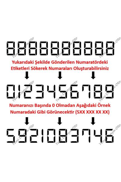 YeniDünyaOto Vantuzlu Araç Araba Oto Park Telefon No Gösterici Numaratör, Cama Vntuzlu Numaratik Siyah-Beyaz YDNM