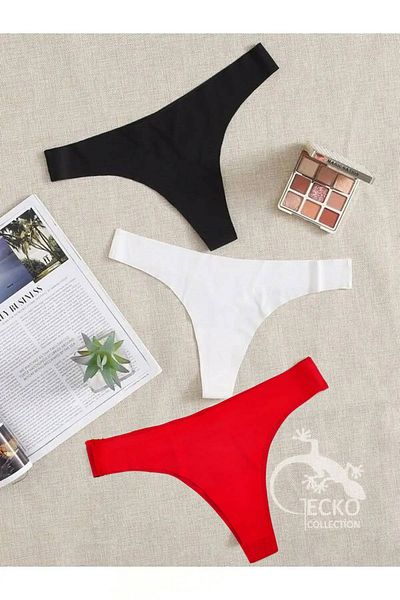 GECKO COLLECTION Laser Cut Thong Women's Panties 3-Pack